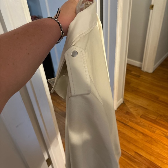 Cream Faux Leather Jacket - Picture 3 of 6